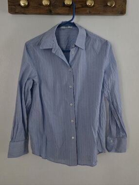 Mango Light Blue Pinstripe Women's Dress Shirt